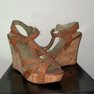 Guess cork wedge heels